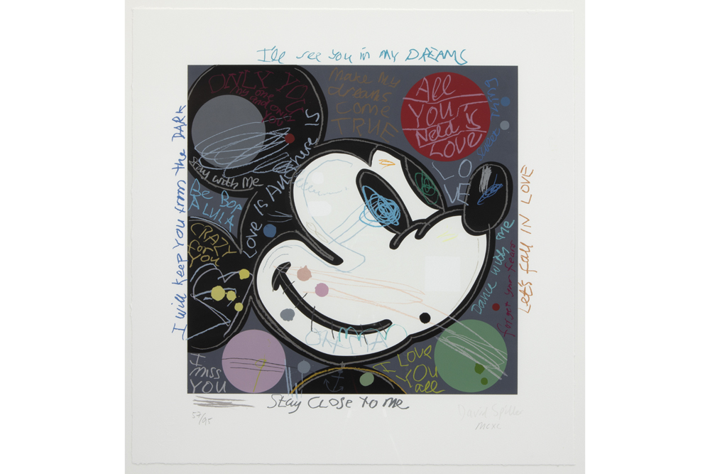 David Spiller plate signed pendant of screenprints with Mickey and Minnie with the monogram of the - Image 3 of 7