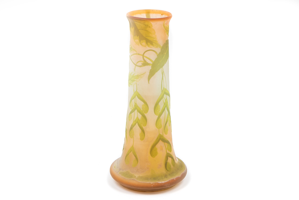 Emile Gallé signed Art Nouveau vase in pâte de verre with a floral decor || GALLÉ ÉMILE (1846 -