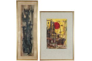 two 20th Cent. Belgian abstract works (charcoal and mixed media - signed Paul Vermeire || VERMEIRE