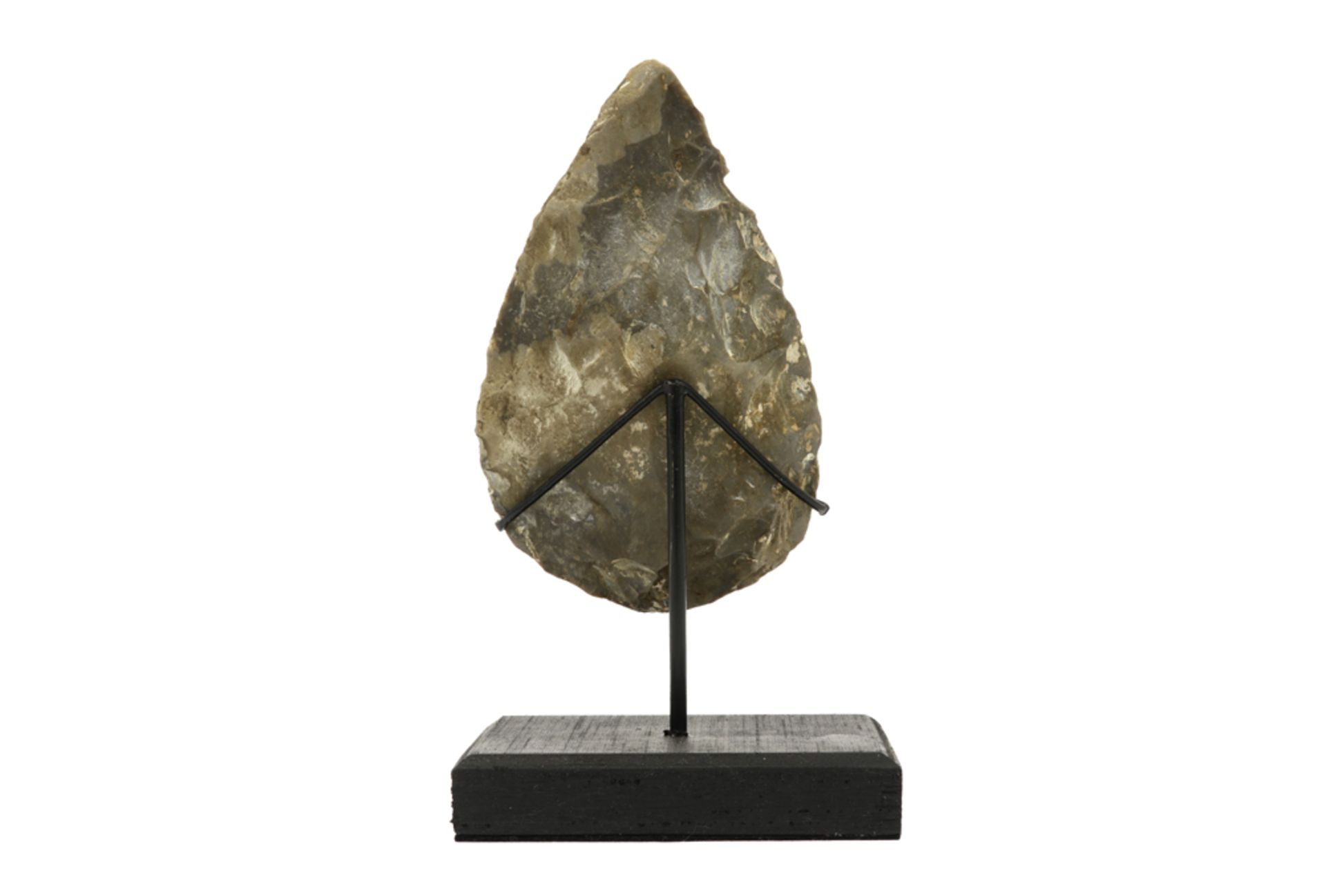 Presumably prehistoric two-sided axe head with typical characteristics of the Mousterian, named - Image 2 of 3