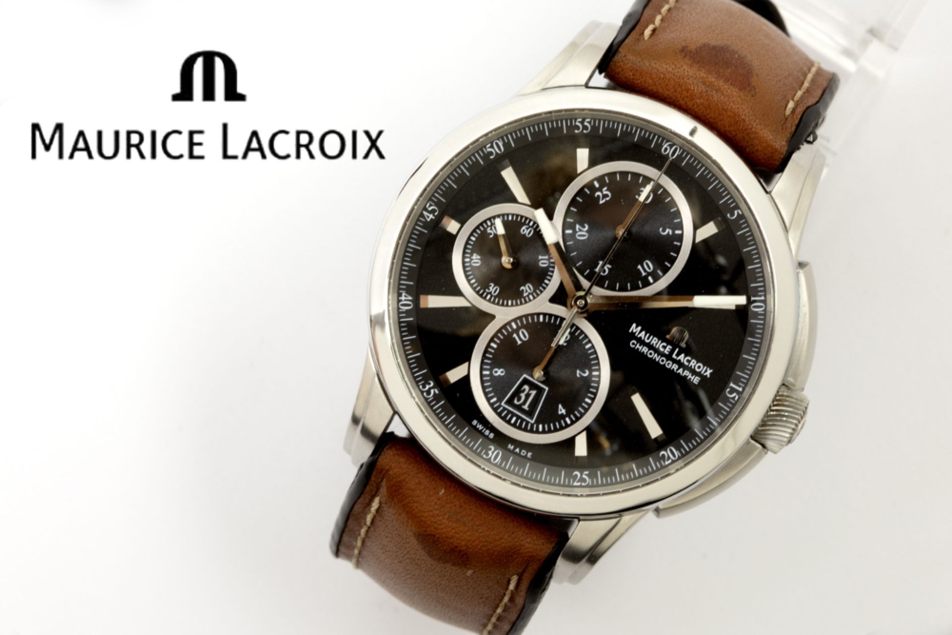 completely original Maurice Lacroix marked automatique "Pontos Chronograph" wristwatch in steel -