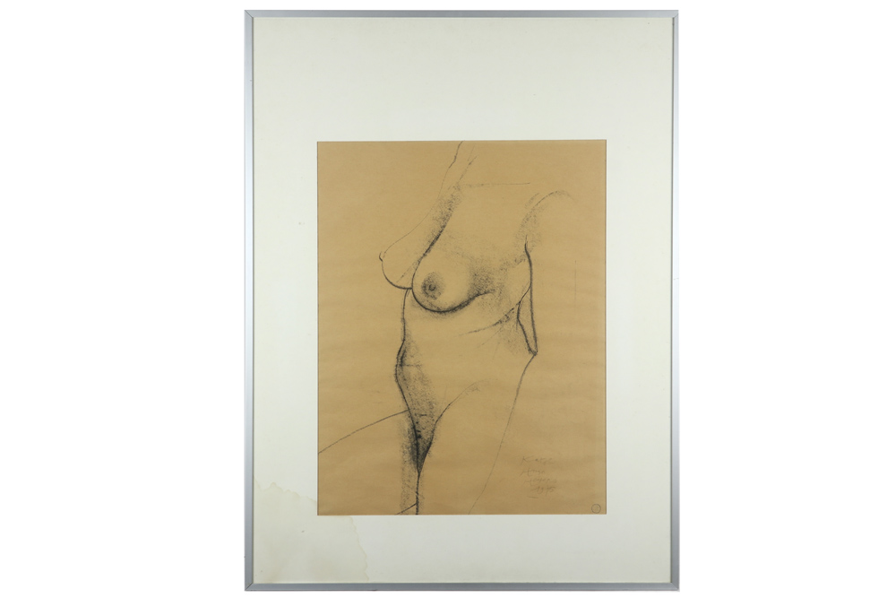 five charcoal drawings - signed Hugo Heyens || HEYENS HUGO (1942 - 1987) lot van vijf - Image 6 of 7