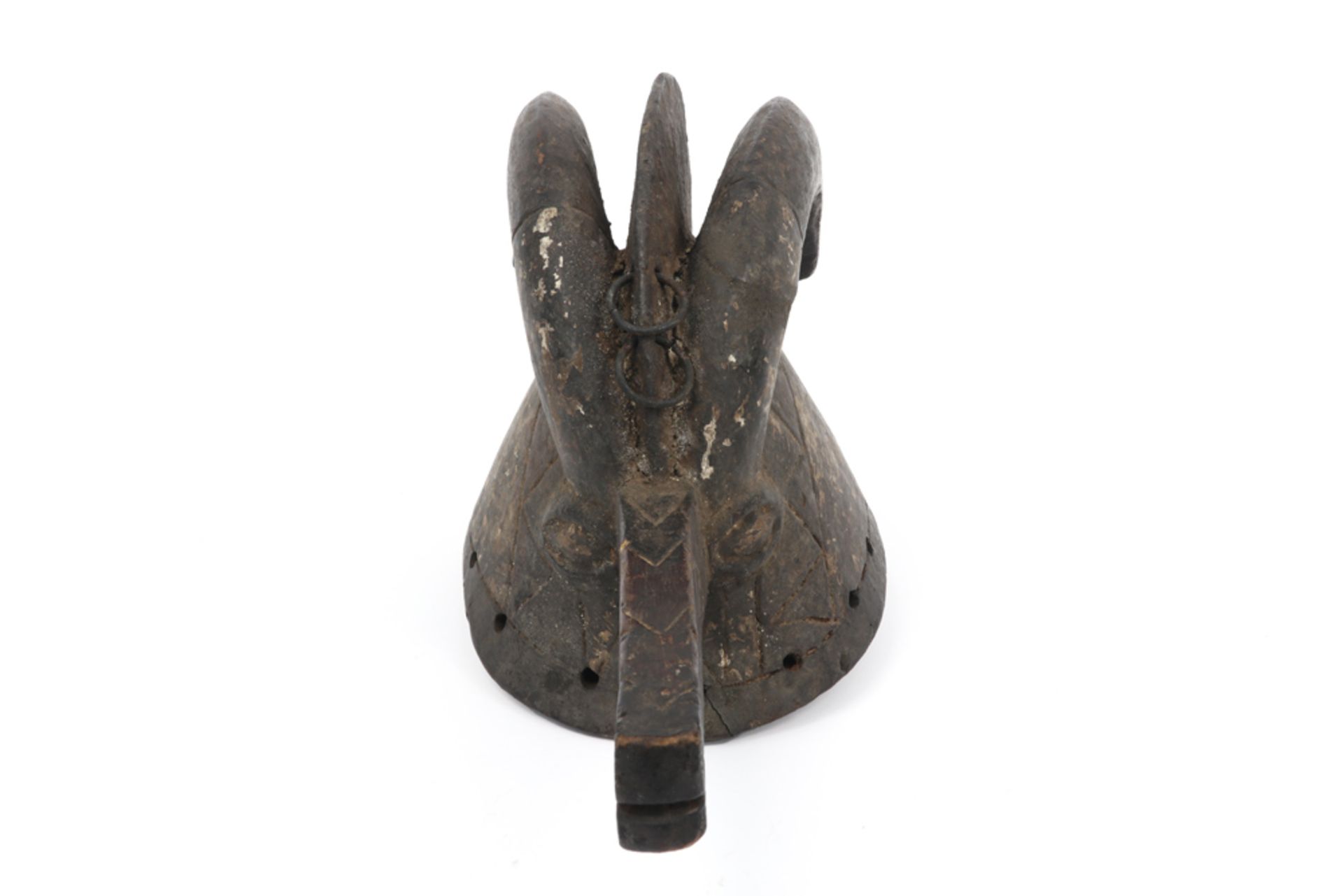 African Burkina Fasso helm mask with the depiction of an antelope - with an old, local done - Bild 2 aus 4