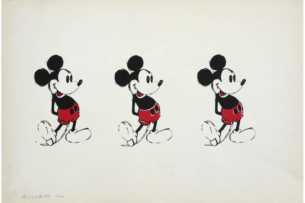Andy Warhol (after) "Multiple Mickey Mouse" print in colours - with name stamp on the back || WARHOL