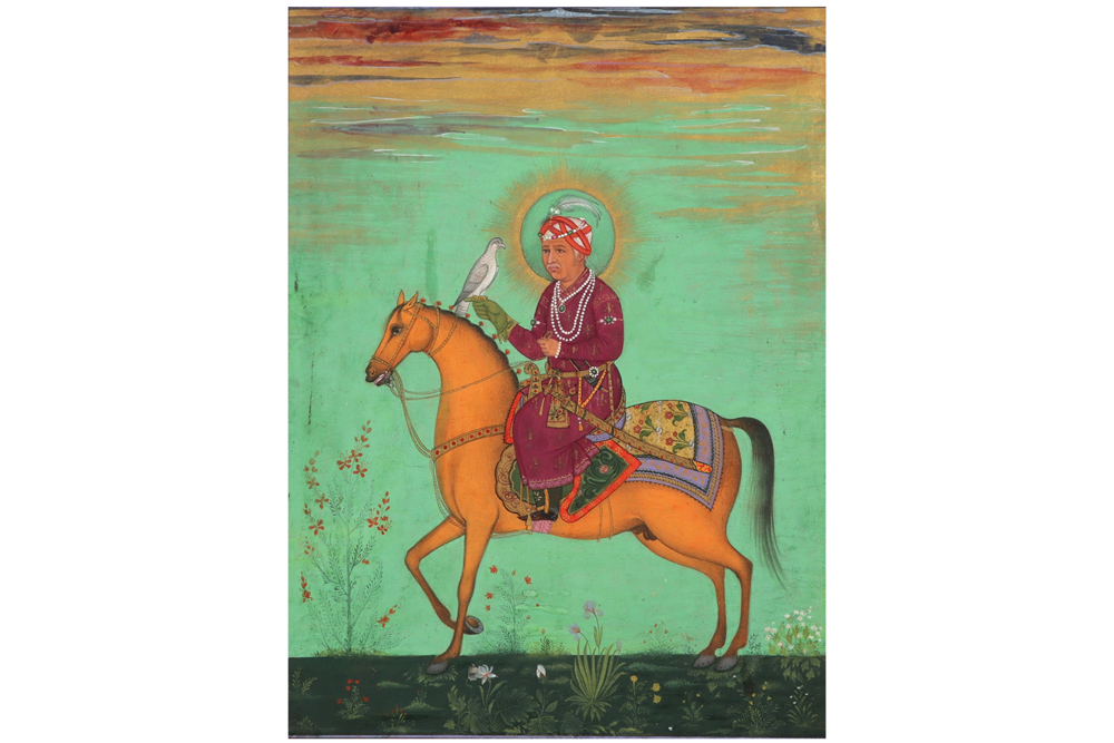 19th Cent. Indian miniature painting with the depiction of the prophet of Akhbar, the great third - Image 2 of 2