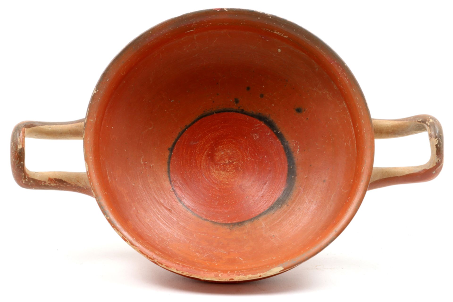 Ancient Greece "kylix" in brown/red varnished earthenware || OUD GRIEKENLAND - 4° EEUW BC zogenaamde - Bild 3 aus 4