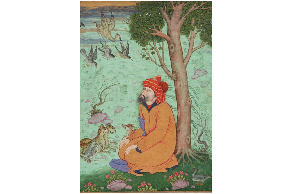 19th/20th Cent. Indian miniature painting depicting a sitting man surrounded by animals || INDIA - - Image 2 of 3