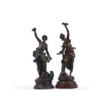 pair of 19th Cent. Charles Lévy metal sculptures || LEVY CHARLES (1840 - 1899) paar negentiende