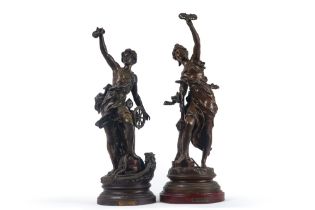 pair of 19th Cent. Charles Lévy metal sculptures || LEVY CHARLES (1840 - 1899) paar negentiende