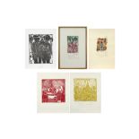 five works by Maurice Verbist : two mixed media, two prints and a woodcut - all signed || VERBIST