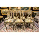 series of seven Louis XV style chairs in painted wood || Reeks van zeven stoelen in beschilderd hout