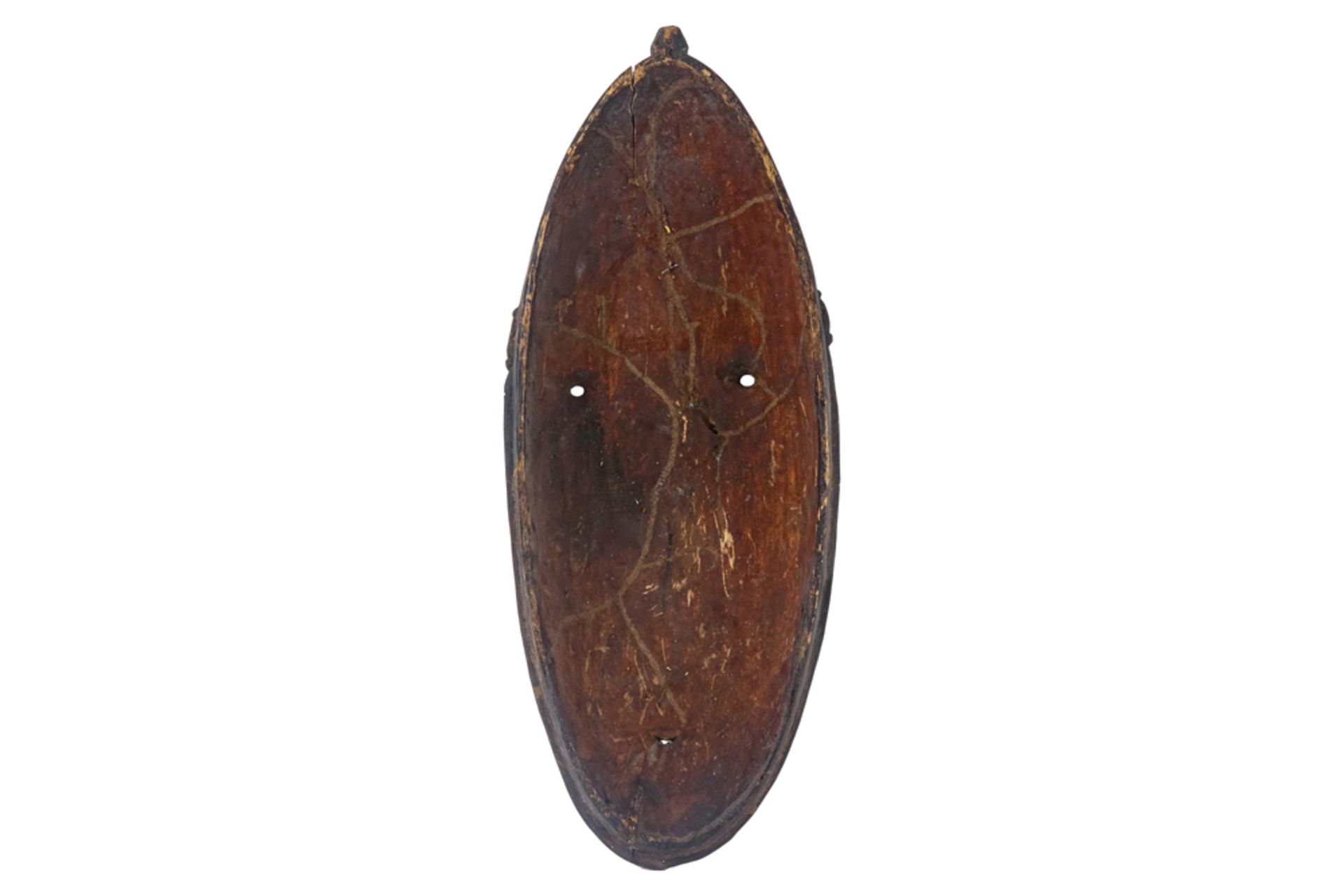 Papua New Guinean mask in wood with dark colours || PAPOEASIE NIEUW - GUINEA - SEPIK vrij groot - Image 4 of 4