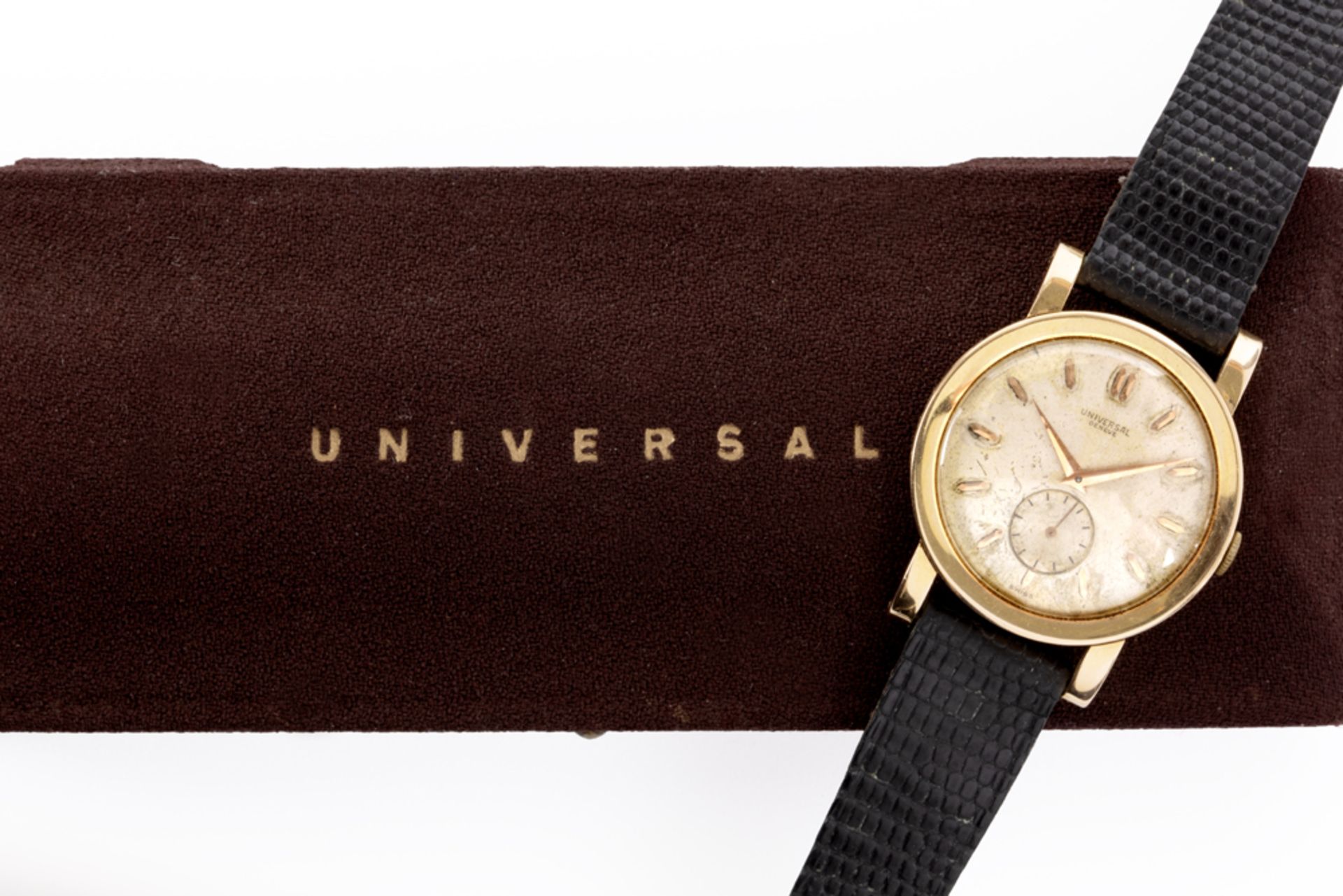 vintage Universal marked wristwatch in yellow gold (18 carat) - with its box || UNIVERSAL vintage - Bild 3 aus 3