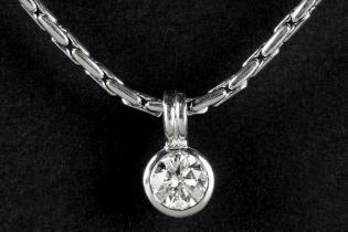a circa 2 carat brilliant cut diamond set in white gold (18 carat) on a chain in white gold (18