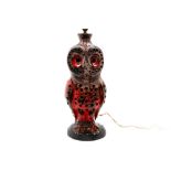 cute fifties'/sixties' ceramic lamp with the depiction of an owl || Plezante fifties'/sixties'