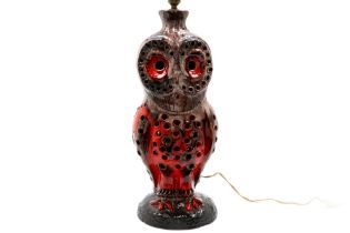 cute fifties'/sixties' ceramic lamp with the depiction of an owl || Plezante fifties'/sixties'
