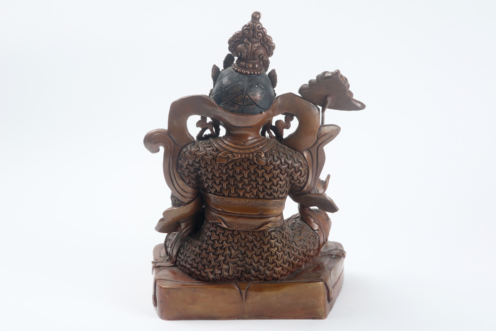 Tibetan "protecting four Heavenly kings" sculpture in copper alloy with brown patina , with its - Image 3 of 4