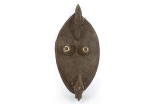 Papua New Guinean Middle Sepik spirit's mask from the Japandai village in wood and with inlaid