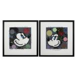 David Spiller plate signed pendant of screenprints with Mickey and Minnie with the monogram of the