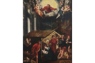 late 16th Cent. oil on panel || Laat zestiende eeuws olieverfschilderij op paneel : "Aanbidding