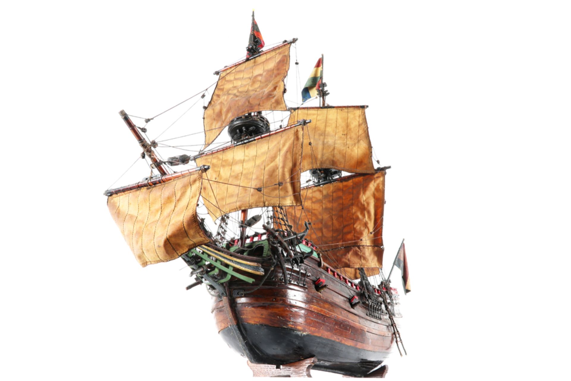 miniature galleon || Miniatuur van een galjoen - breedte : ca 100 cm - Image 3 of 4