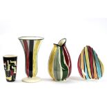four fifties' pieces in ceramic marked "Strehla Keramik" || Lot van vier stuks faïence van de