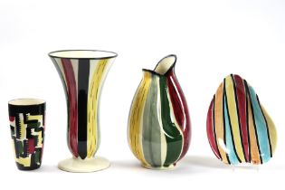 four fifties' pieces in ceramic marked "Strehla Keramik" || Lot van vier stuks faïence van de