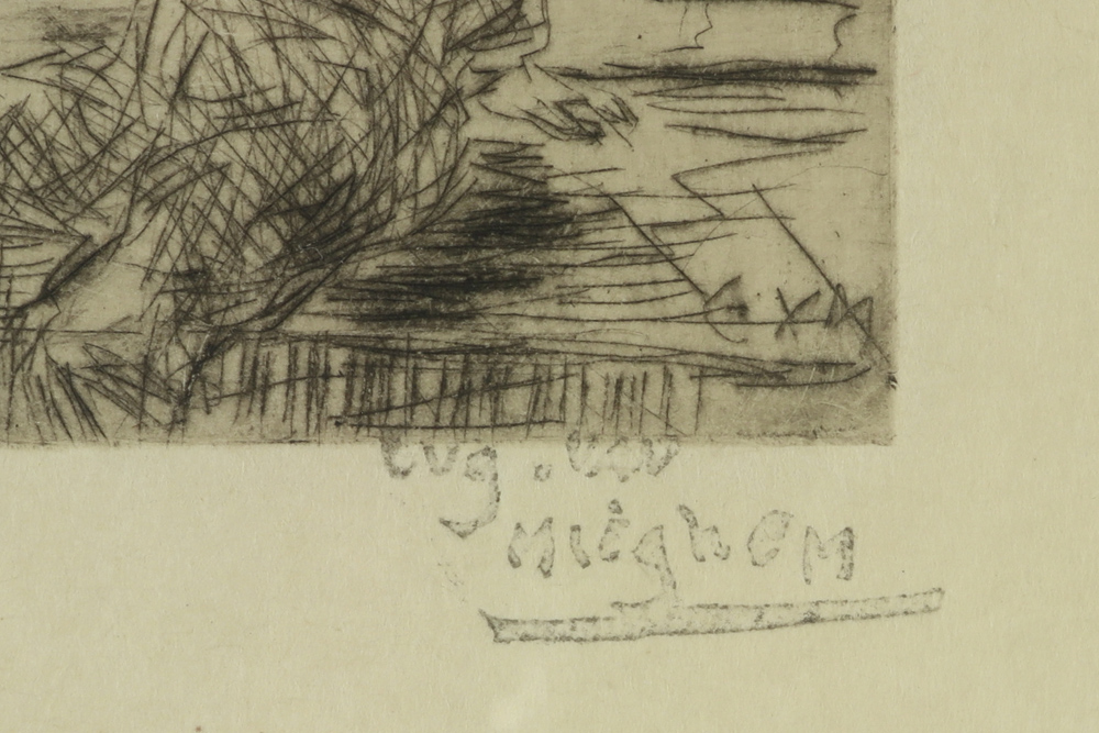 two early 20th Cent. Belgian etchings by Eugène Van Mieghem - with his name stamp || VAN MIEGHEM - Image 5 of 5