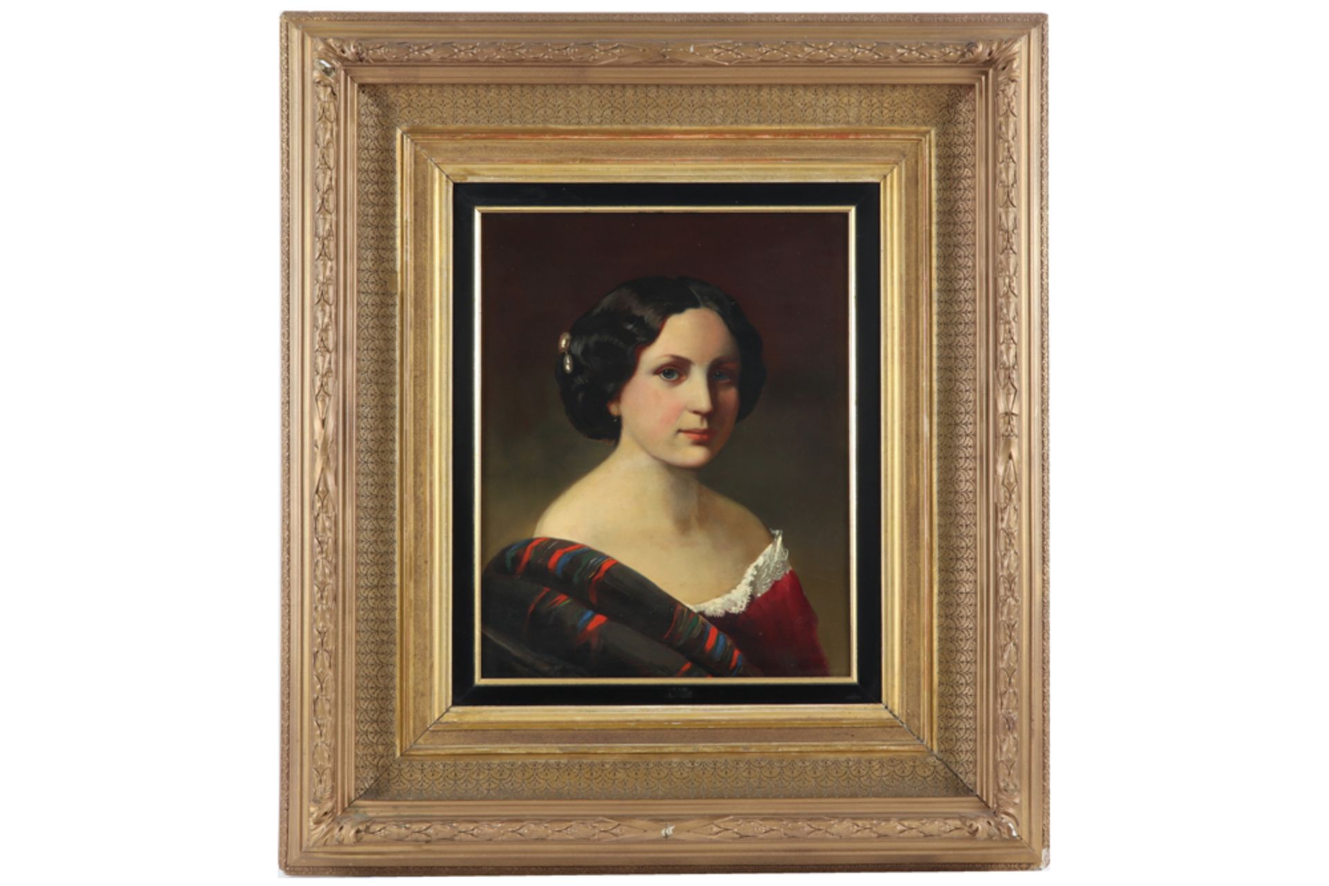 19th Cent. oil on canvas || Negentiende eeuws olieverfschilderij op doek : "Portret van een - Image 2 of 3