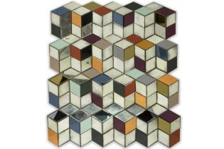 Olivier De Schrijver signed "Hommage to Vasarely" work in antique mirrored glass in different