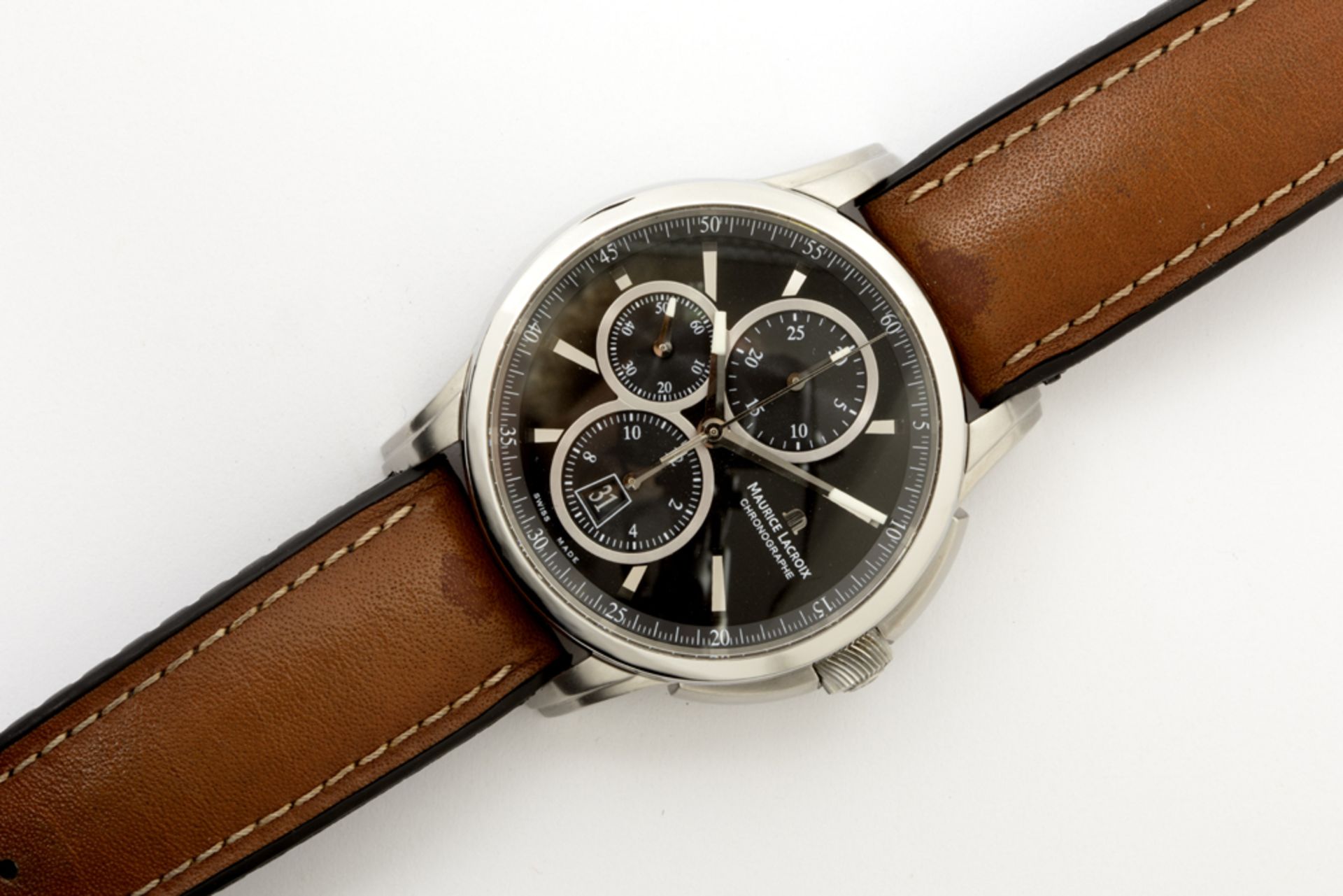 completely original Maurice Lacroix marked automatique "Pontos Chronograph" wristwatch in steel - - Bild 2 aus 4