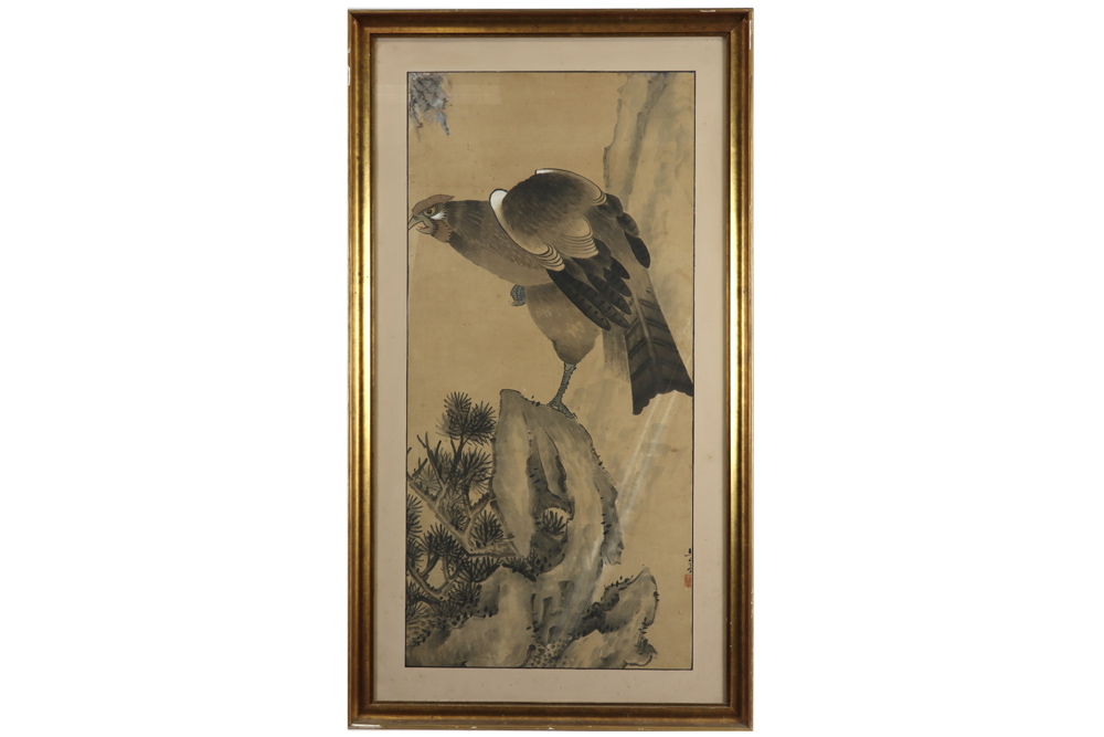 framed Chinese painting || Ingekaderde Chinese schildering : "Landschap met adelaar" - 100 x 47 - Bild 3 aus 3