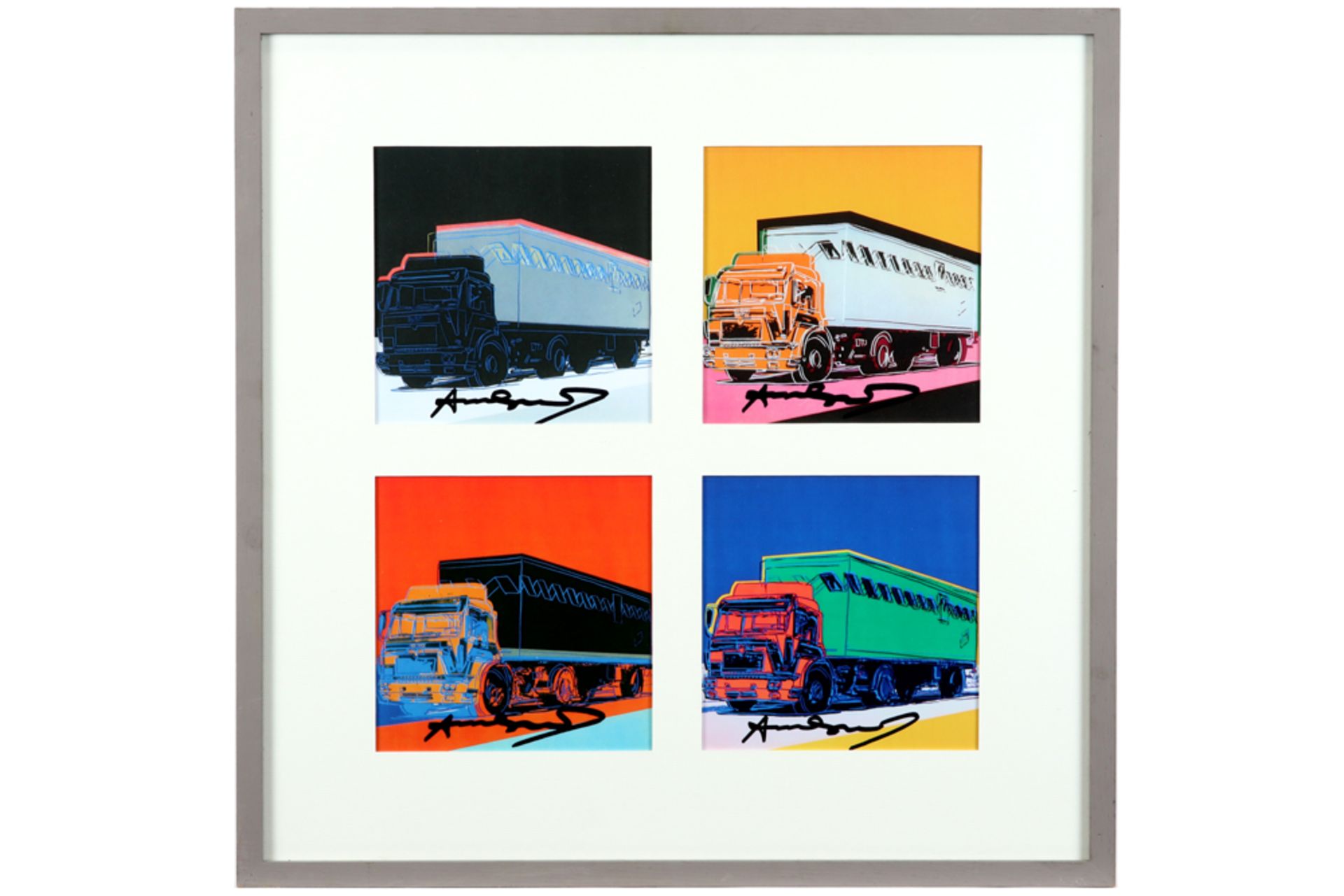 four Andy Warhol "Truck" prints (screenprints on invitations) - each hand signed sold with the - Bild 3 aus 4