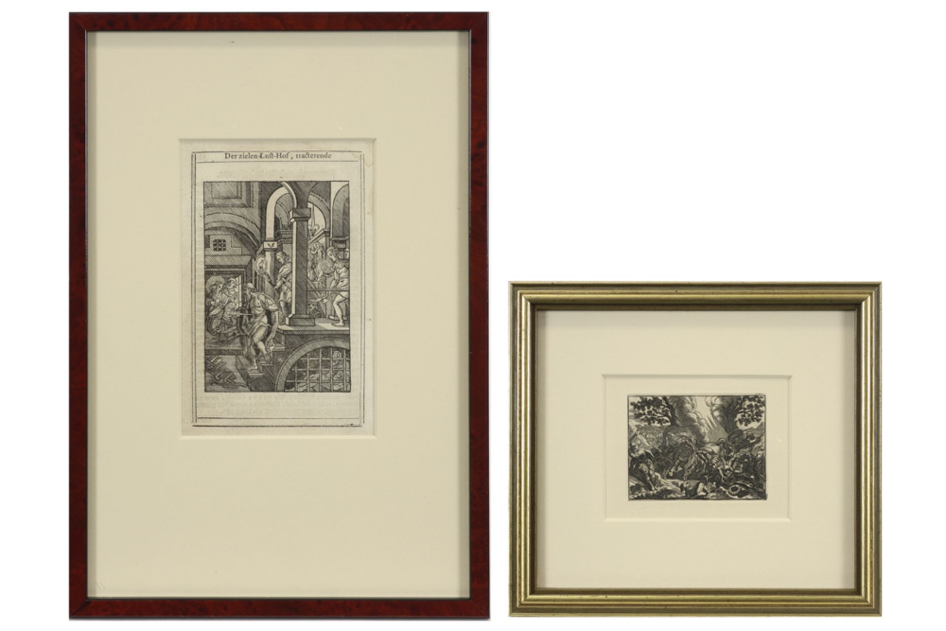 two prints amongst which one of Kristoffel van Zichem || Lot van twee gravures waaronder één van