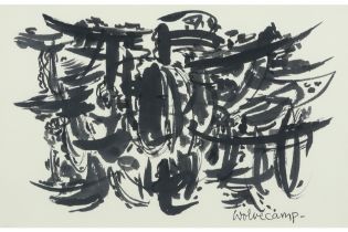 20th Cent. drawing - signed Wolvecamp || WOLVECAMP tekening in inkt : "Compositie" - 18,5 x 29