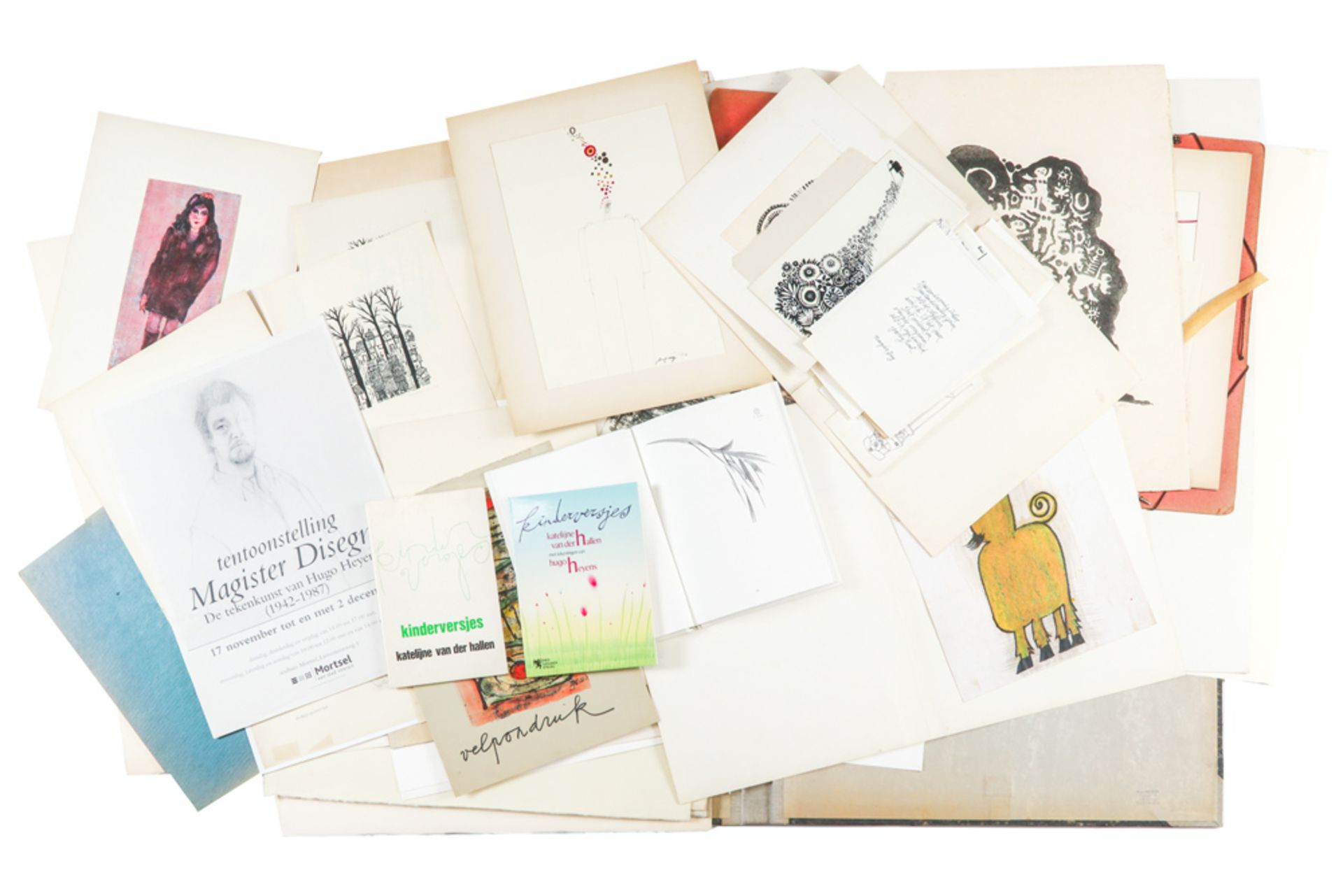 various lot with sketches, prints, designs and information of and about Hugo Heyens || HEYENS - Bild 3 aus 4