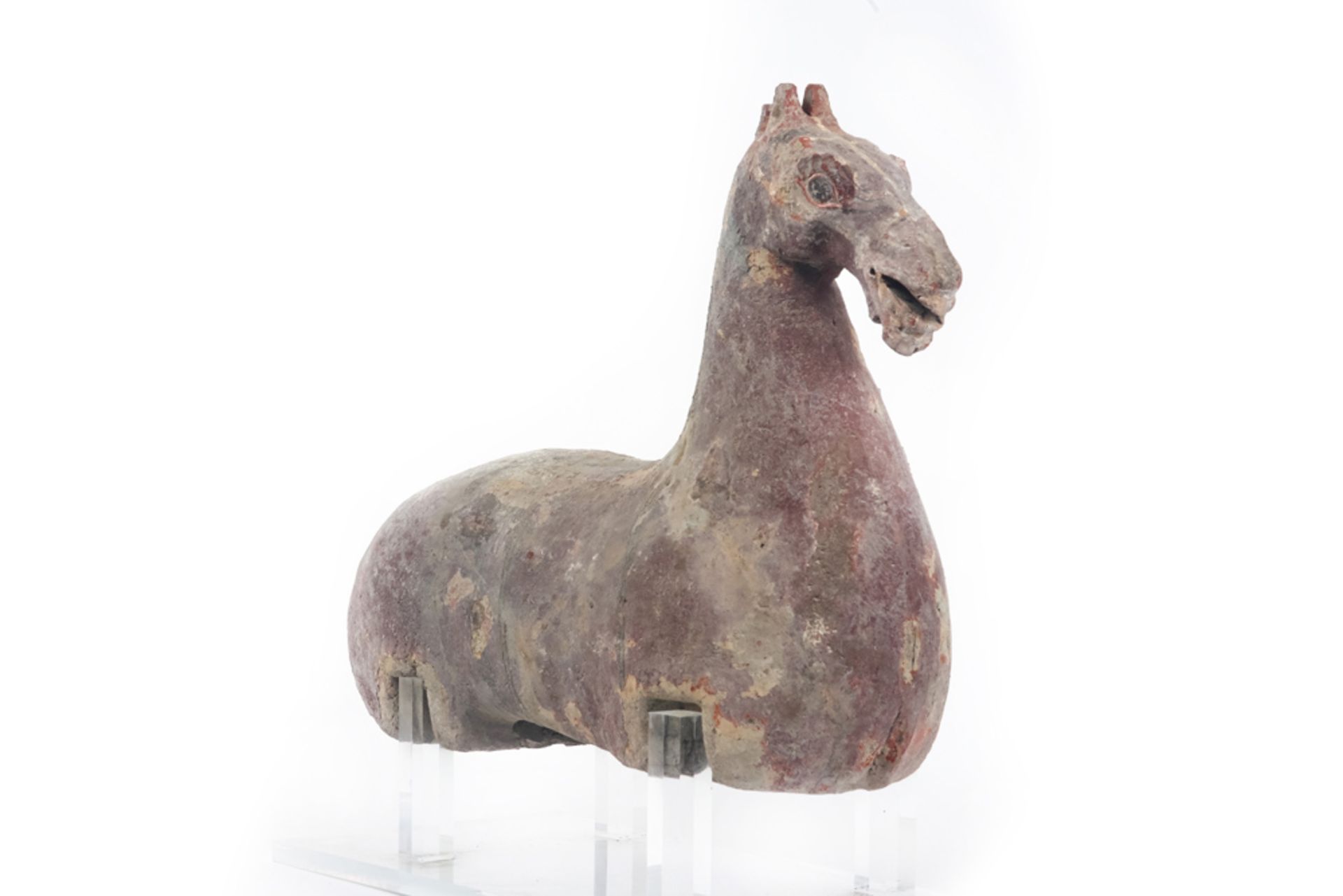 Chinese Han period tomb figure in the shape of a horse in earthenware with thermoluminescence - Image 5 of 5