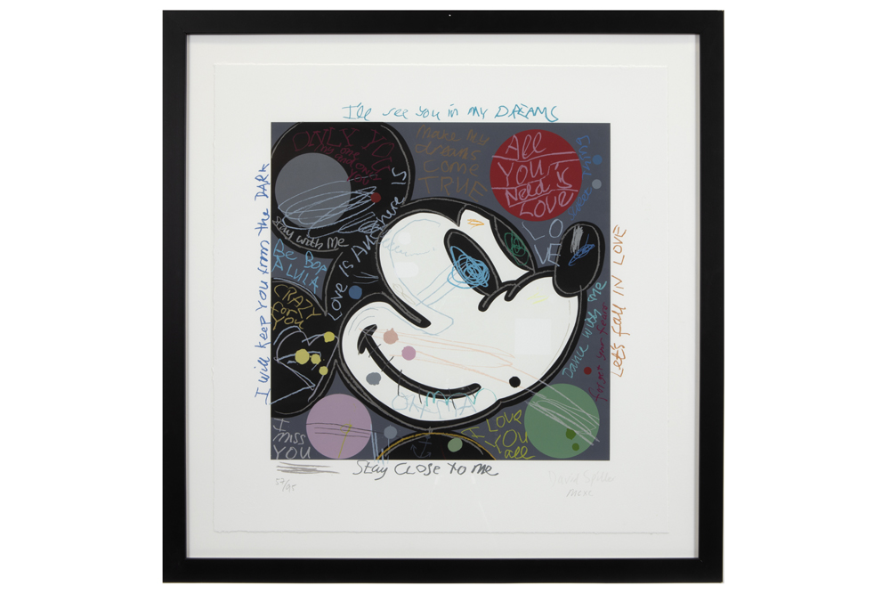 David Spiller plate signed pendant of screenprints with Mickey and Minnie with the monogram of the - Image 2 of 7