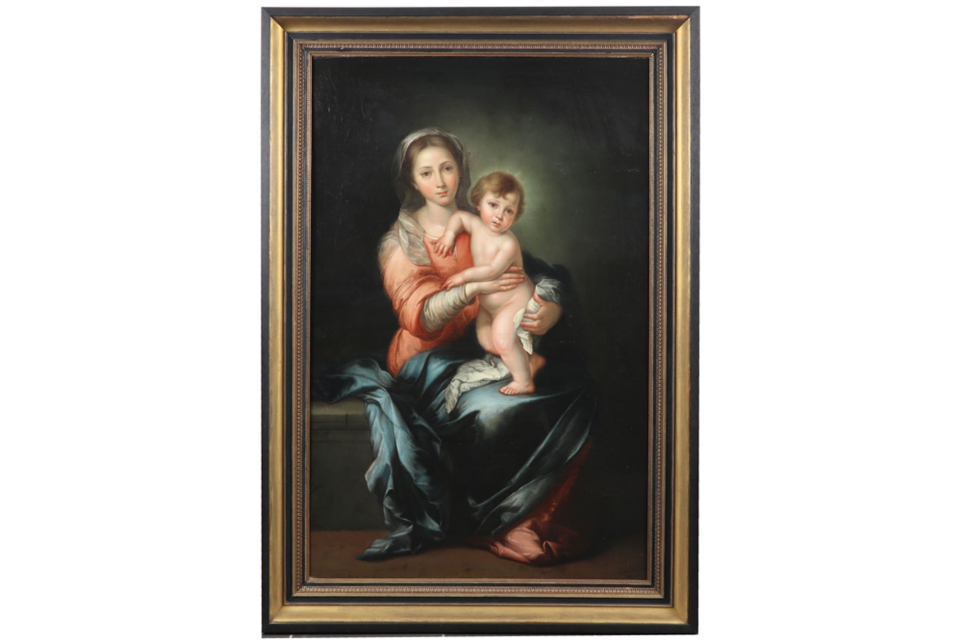 19th Cent. oil on canvas (on canvas) with the depiction of Mary and Child || Negentiende eeuws - Bild 2 aus 3