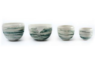 four small bowls in ceramic marked by Erik Baeten & Kris Nolmans || ERIK BAETEN & KRIS NOLMANS (