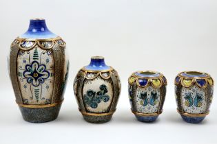 four seventies' vases Spanish ceramic from Valencia || Lot van vier vazen in Spaanse faïence van
