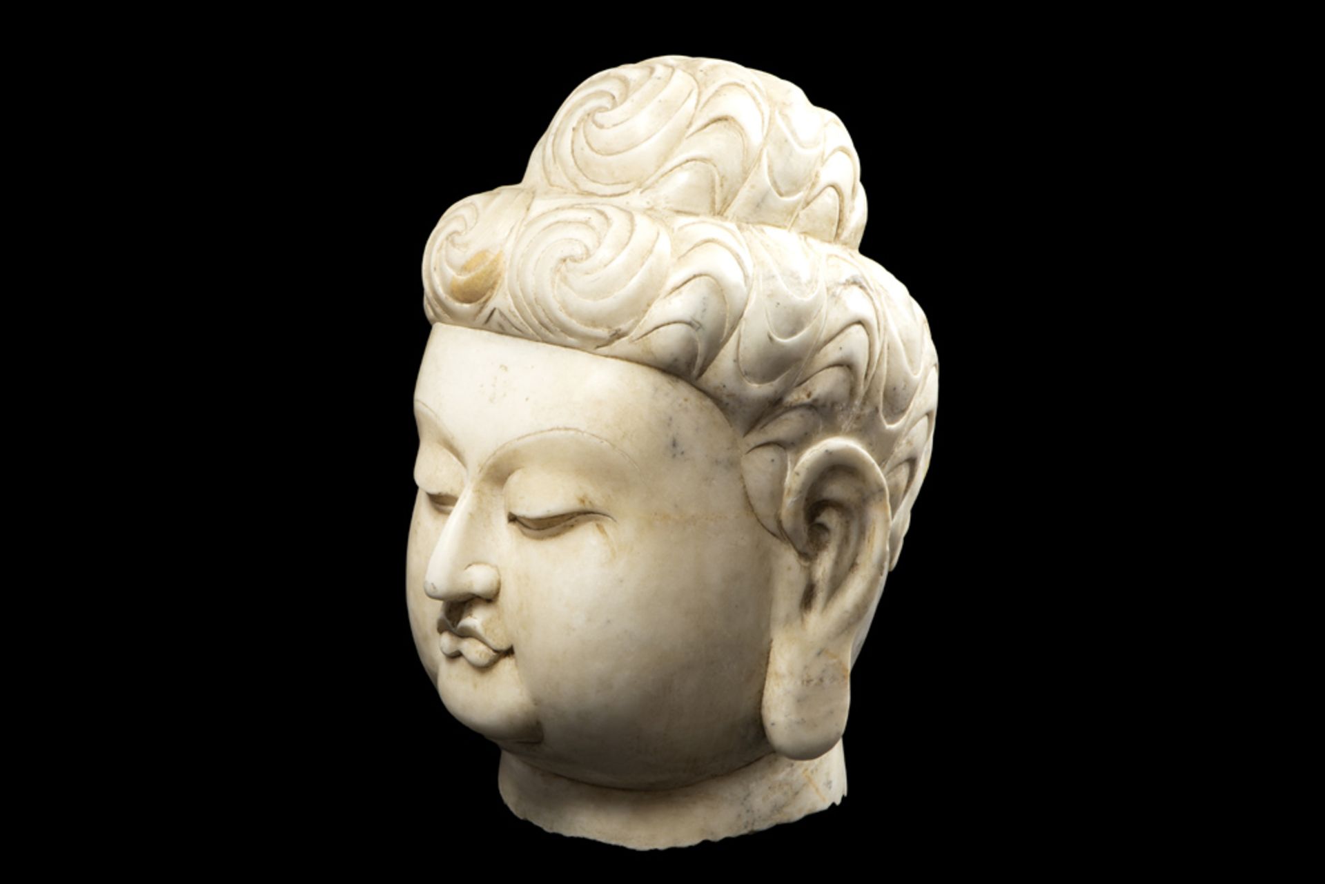 old Chinese "Buddha head" sculpture in marble || Oude Chinese sculptuur in marmer : "Hoofd van - Bild 5 aus 5