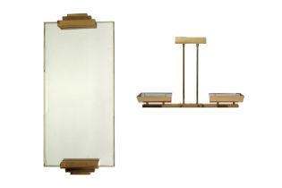 seventies' Belgian Belgochroom design set with a mirror and an up-lighter || BELGOCHROOM