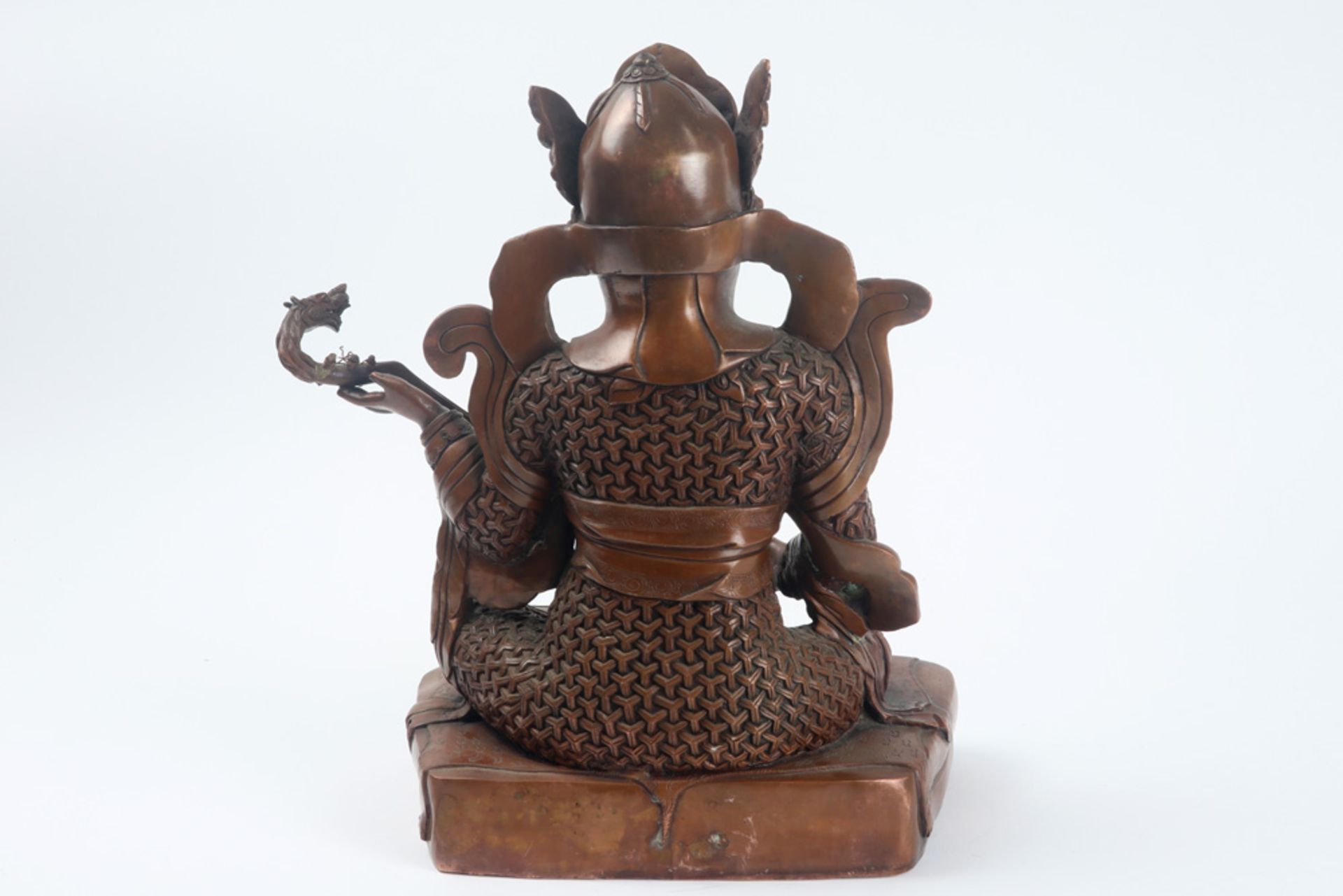 Tibetan "protecting four Heavenly kings" sculpture in copper alloy with brown patina , with its - Bild 3 aus 4