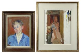 two 20th Cent. Belgian paintings : an oil on canvas and an oil on panel each with atelier stamp