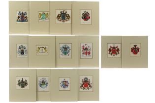 14 coloured engravings with crests || Lot van 14 ingekleurde gravures met wapenschilden