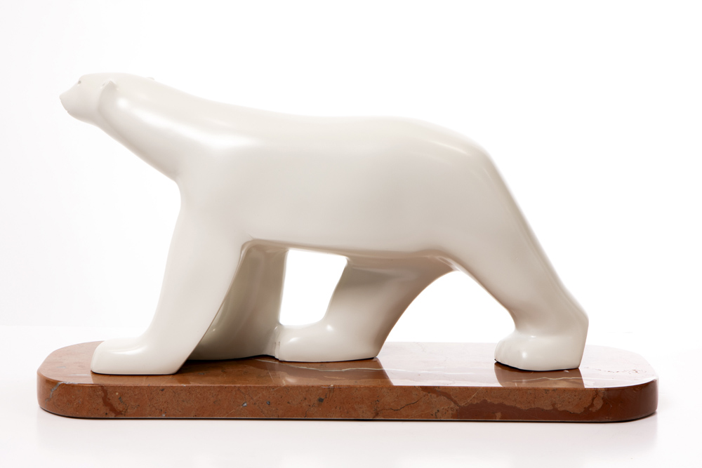 François Pompon signed "White polar Bear" sculpture in bronze with white patina posthumous cast by - Image 3 of 6
