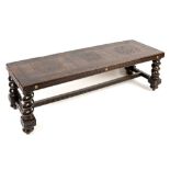 vintage fruitwood fancy table with a rectangular top covered with embossed leather || Vintage