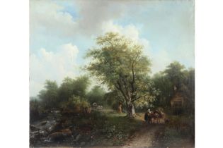 19th Cent. Dutch oil on canvas with a romantic style theme - signed Cornelis Lieste || LIESTE