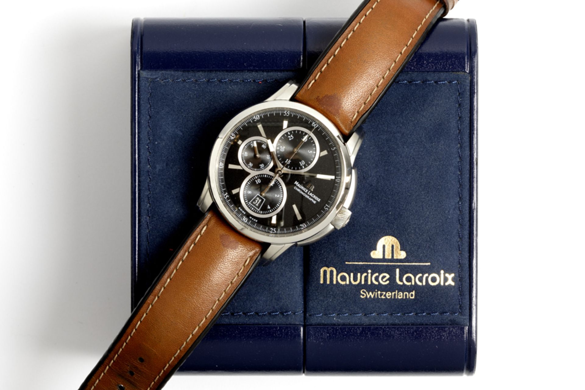 completely original Maurice Lacroix marked automatique "Pontos Chronograph" wristwatch in steel - - Bild 3 aus 4